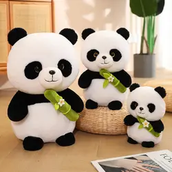 Cute Panda Flower Embracing Bamboo Doll Embracing Sleeping Cloth Panda Doll Plush Toy Birthday Gift for Children and Girls