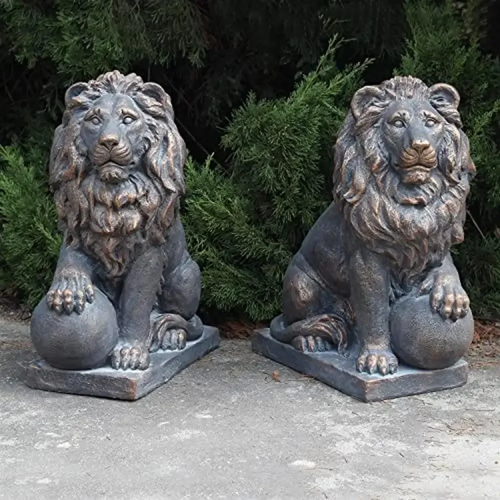 Magnesium Pair Lion Statues Outdoor Safe 27