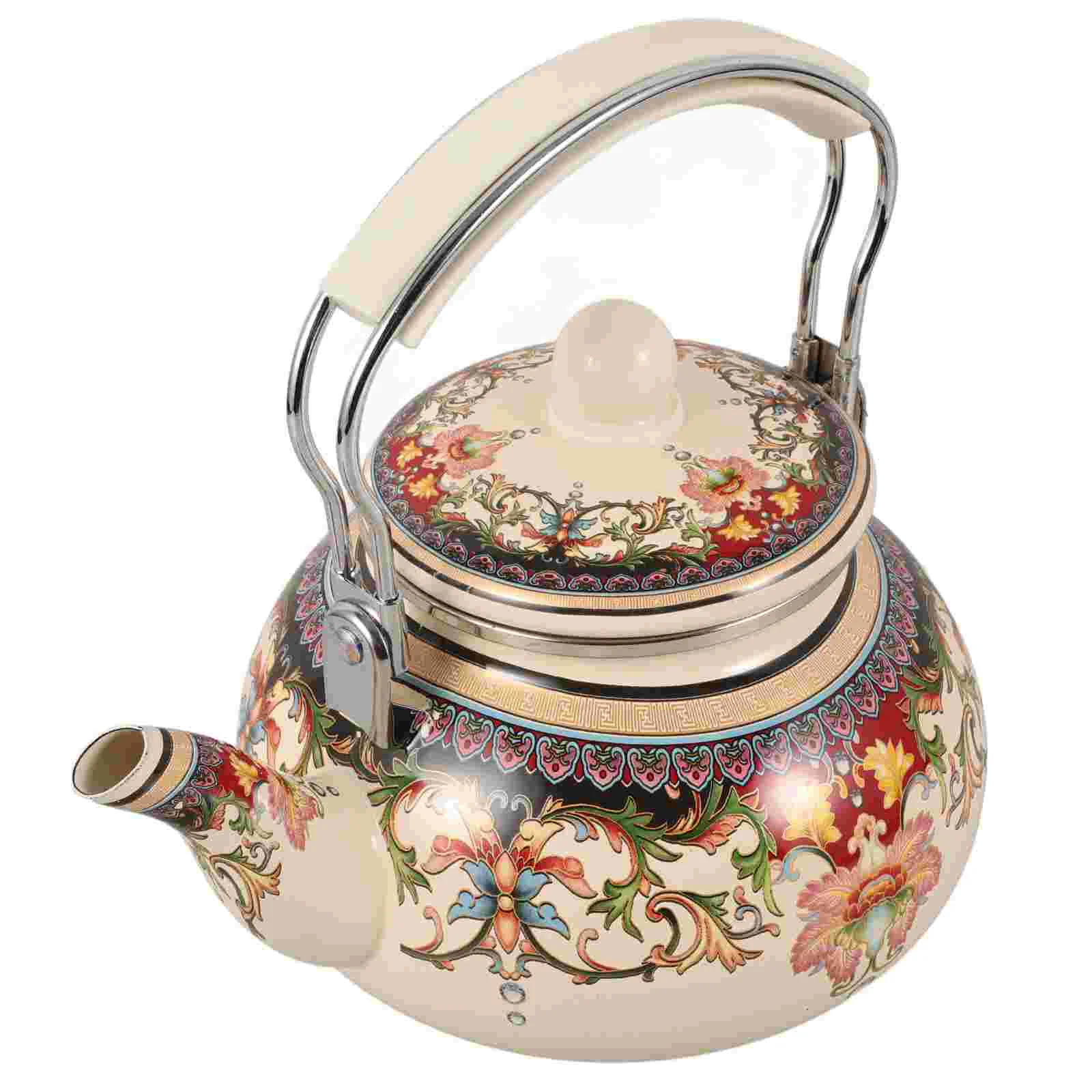 

Portable Water Kettle Teapot Restaurant Enamel Teakettle High Quality Office Vintage