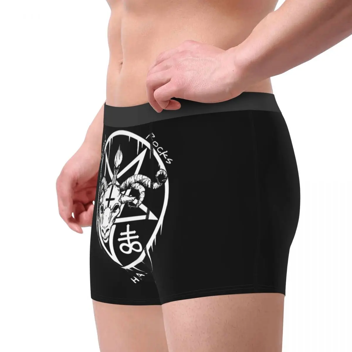 Hail Satan Satan Rocks Boxer Shorts For Men 3D Print Male Satanic Occult Baphomet Underwear Panties Briefs Soft Underpants