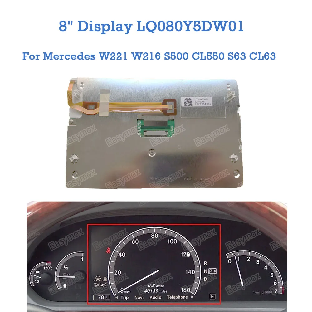 

8" Display Dashboard for Mercedes W221 W216 S500 CL550 S63 CL63 2010-2014 AMG Instrument Cluster Screen Repair