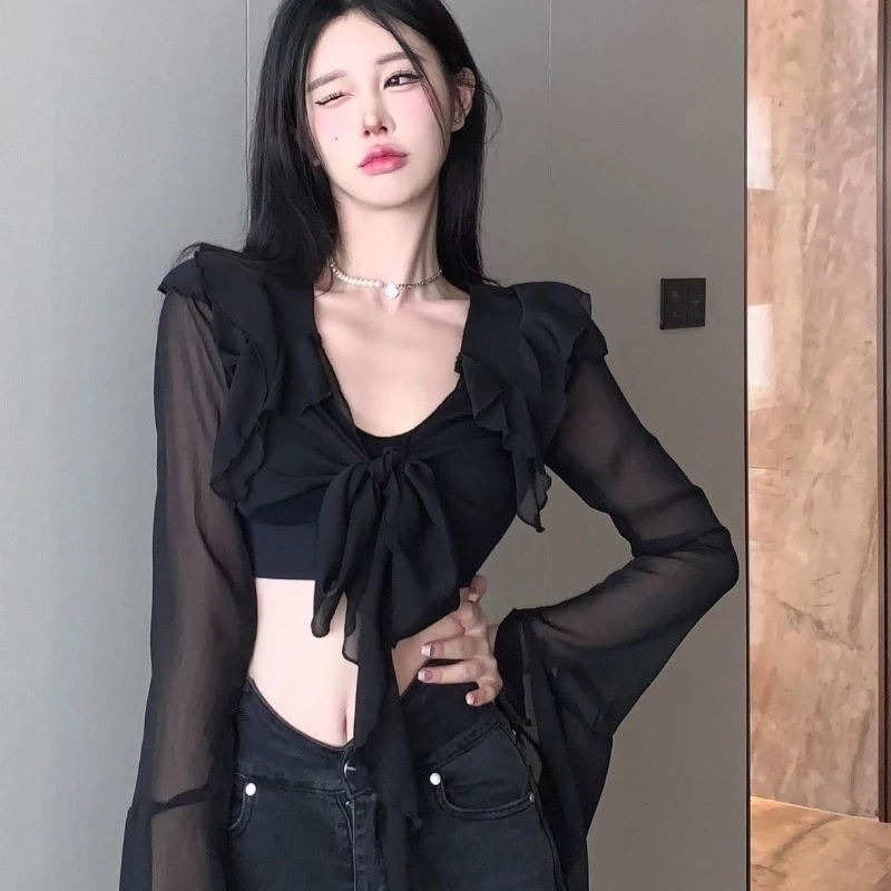 Jackets Women Retro Breathable Slim Coats Fashion Thin Streetwear Soft Casual Summer See Through Sun-proof Lady Crops All-match