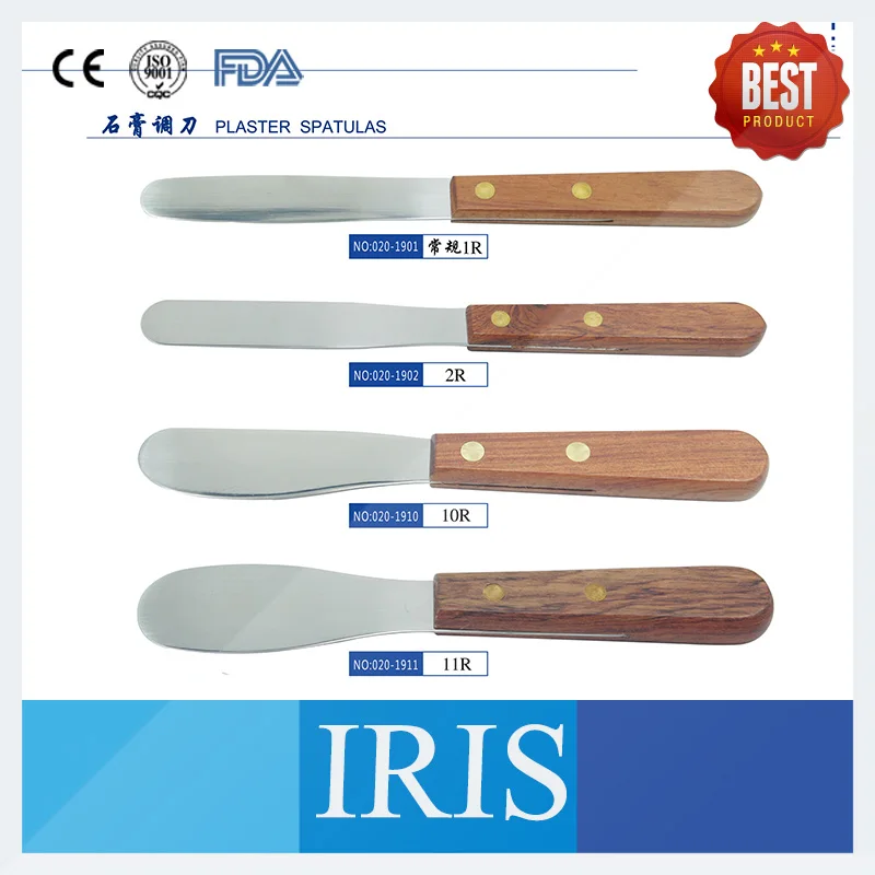 10 Pieces/Box Dental Lab Equipment 1R/2R/3R/8R Stainless Steel Plaster Knife Plaster Spatulas With Wooden Handle