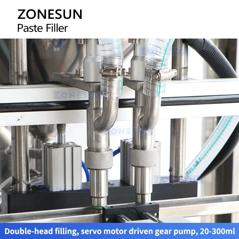 Zonesun Pompa a ingranaggi Riempitrice Servo Riempitrice per liquidi Attrezzatura automatica per il riempimento di bottiglie con copertura antipolvere ZS-GPSV2