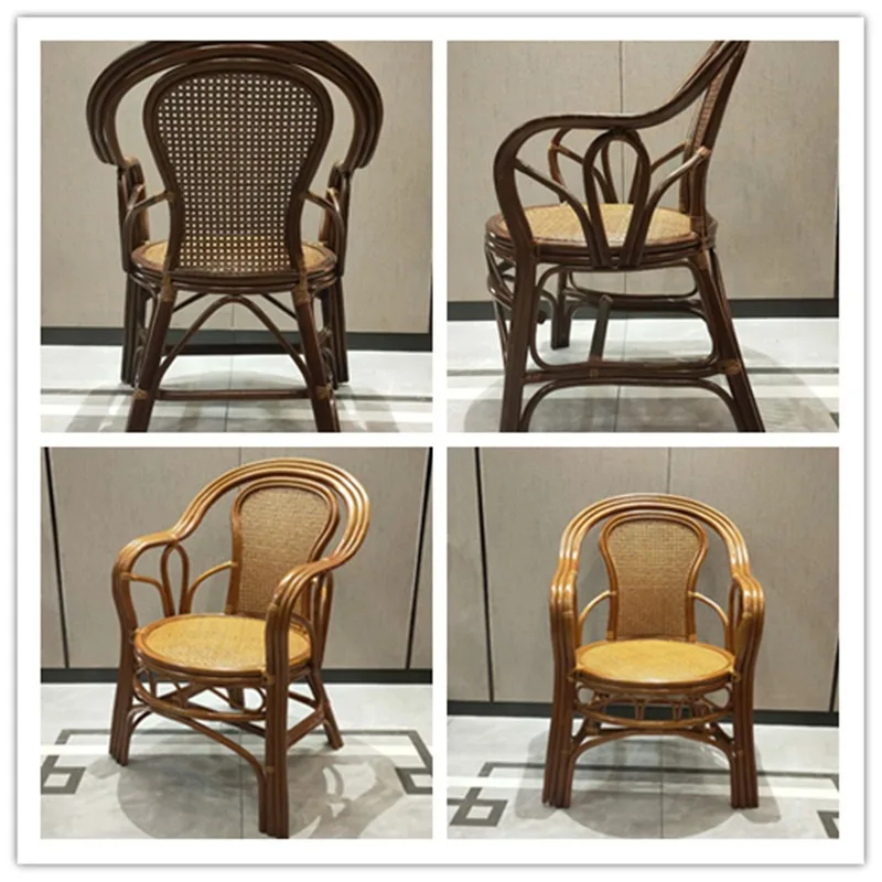 Single Back Chair Handwoven Chair Office Rattan Chair Vintage Balcony Elderly Adult Leisure
