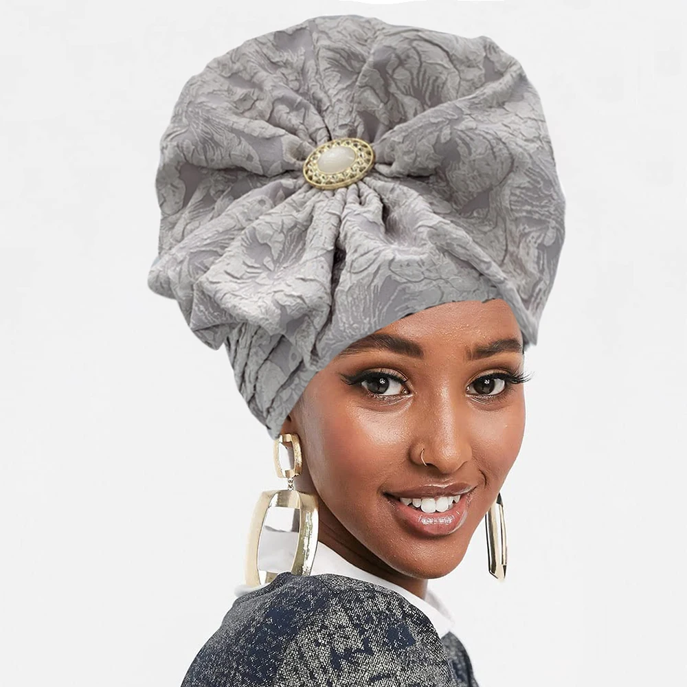 2023 Exaggerated Women\'s Turban Cap African Pleated Party Head Wraps Nigeria Traditional Party Headgear Turbante Mujer