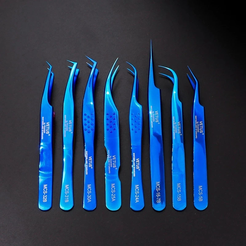 100% Vetus Original MCS Series New Style Premium Eyelashes Tweezers Ultra Fine Tip Improve for 3D 6D Lashes Extensions