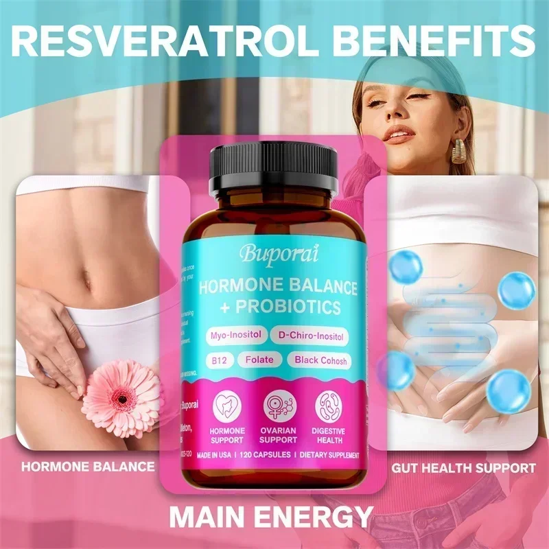 توازن الهرمونات + البروبيوتيك - يدعم صحة المرأة ووظيفة المبيض، ويخفف من الانزعاج أثناء الرضع - 120 قطعة