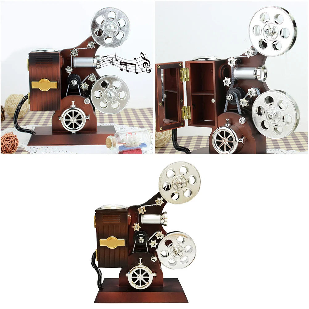 

1Pcs Retro Movie Projector Music Box Vintage Plastic Decorative Home Ornament Romantic Gift for Girlfriend Kid