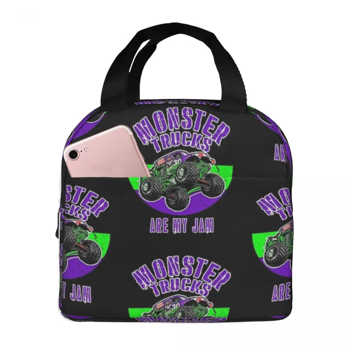 Monster Truck Are My Jam Grave Digger Lunch Bags Insulated Bento Box Portable Lunch Tote Leakproof Picnic Bags Cooler Thermal