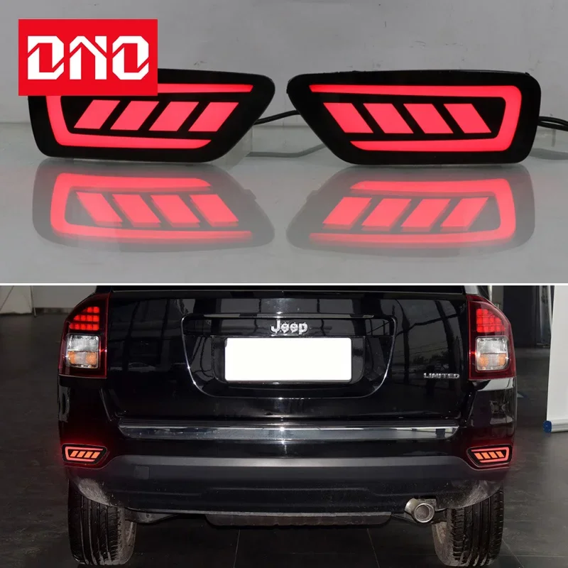 12V Car LED Rear Bumper Lamps For Jeep Compass 2011 - 2015 Brake Light Turn Signal Backup Reflector Lamp Fog Lights