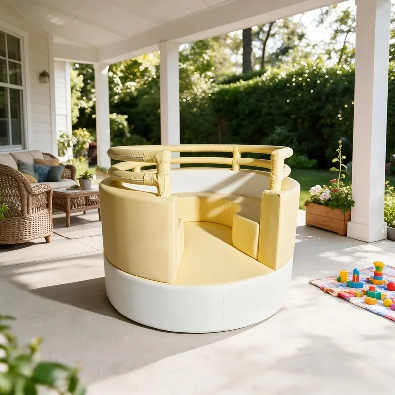 Motorized Soft Play Pink Color Merry Go Round Kids Spinning Carousel Indoor Toddler Rotating Toy for Party Hire Mall Rental