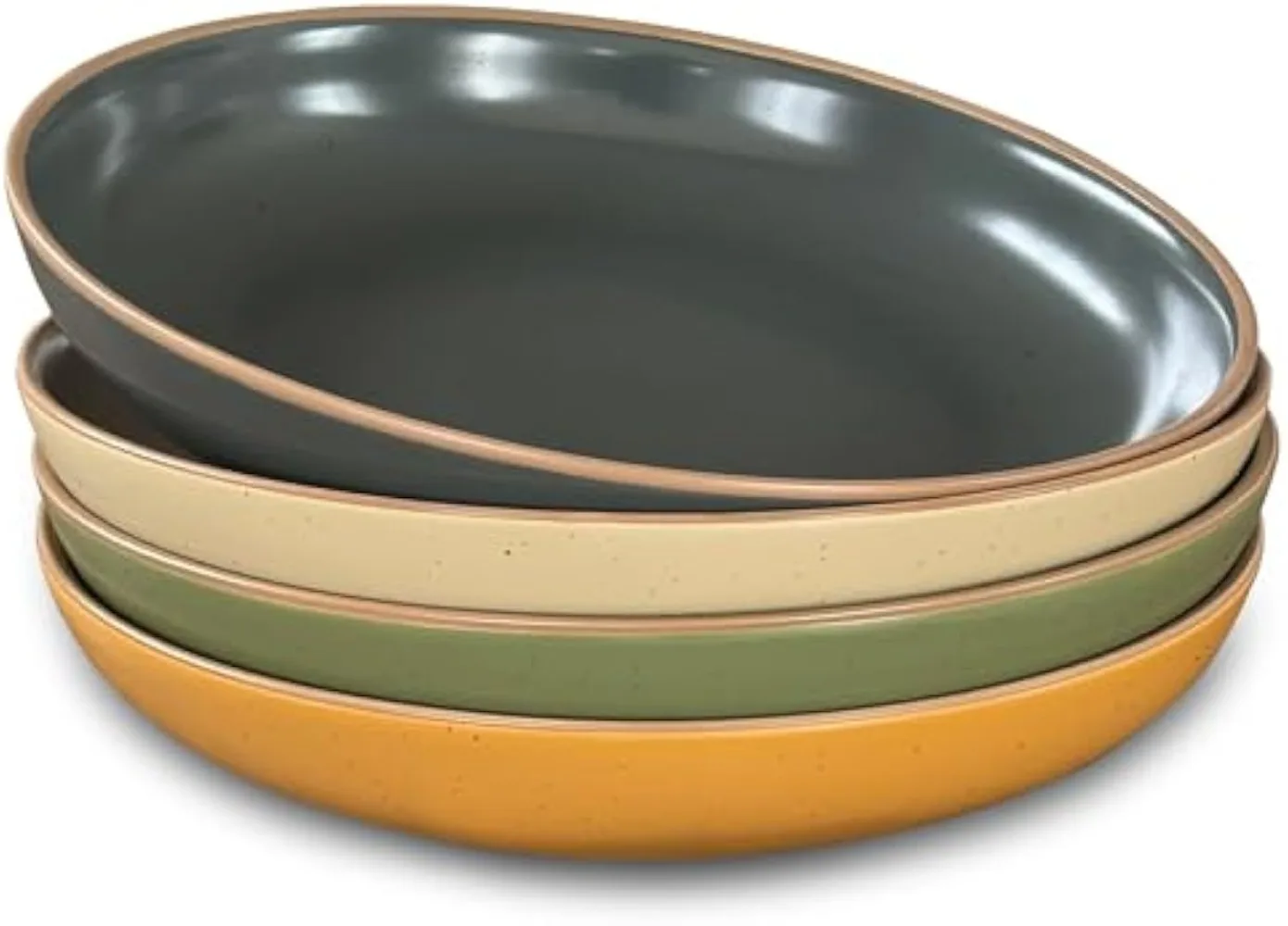 

Set of 4 Large 30oz Matte Stoneware Bowls – Tone Pasta & Salad Bowls, Oven to Table Safe