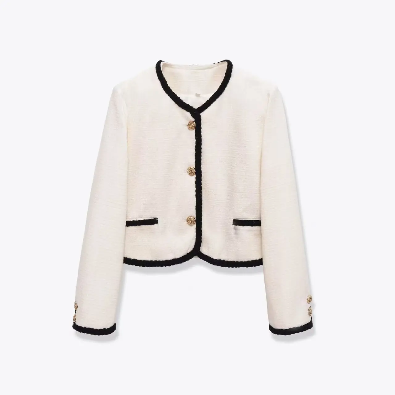 

Элегантная женская весенняя куртка KIDCRKJ с цветовыми блоками, круглым вырезом, золотыми пуговицами, повседневная верхняя одежда для женщин, куртка-бомбер для работы и отдыха