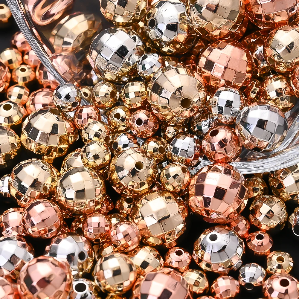 Multi Size Mirror Faceted CCB Disco Ball Beads 6/8/10/12mm Faceted Spacer Beads DIY Bracelet Earrings Jewelry Making Supplies