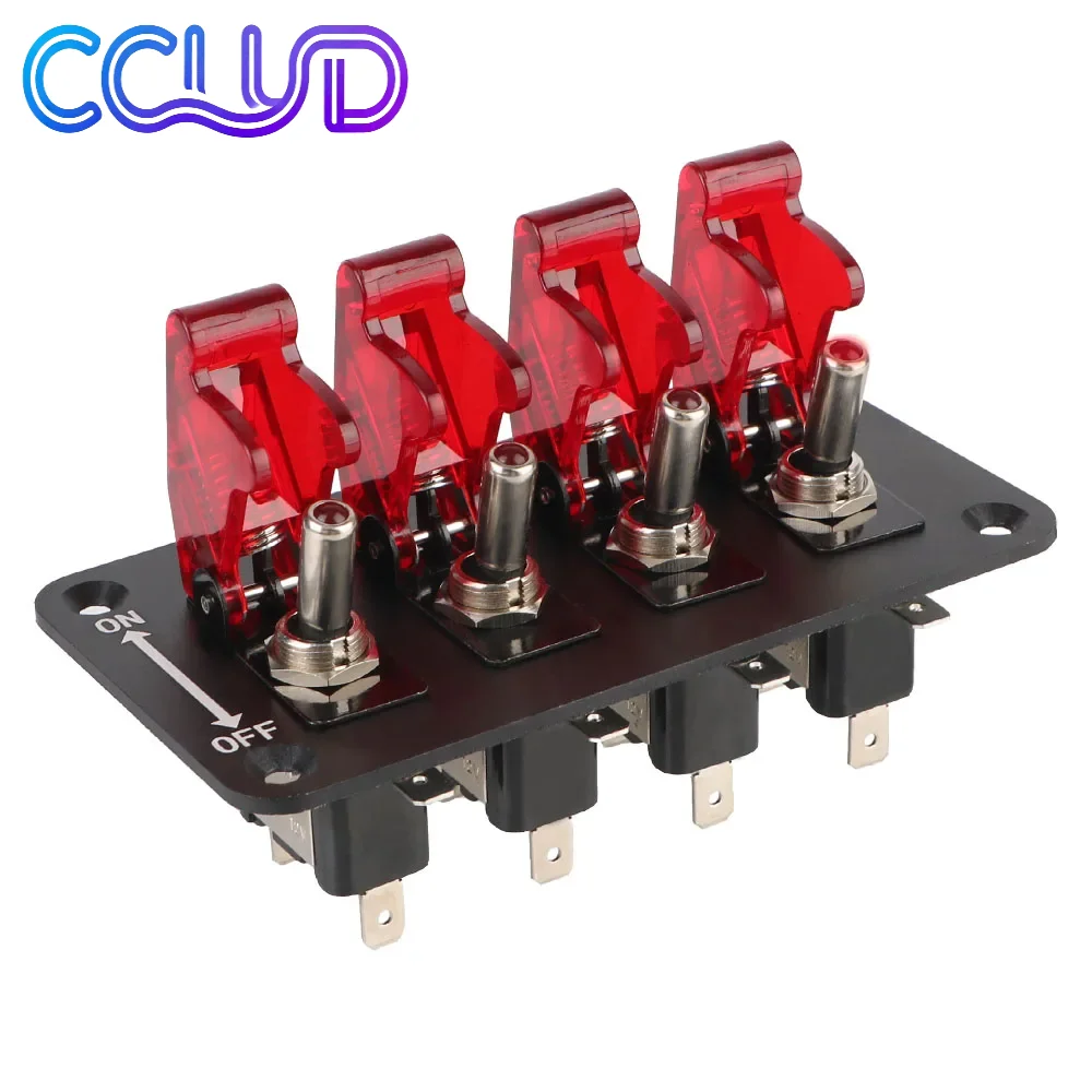 

Панель автоматического переключателя зажигания, кнопка запуска, светодиодный индикатор для гоночных автомобилей, 12 В, 20 А, 4 кулисного тумблера, панель