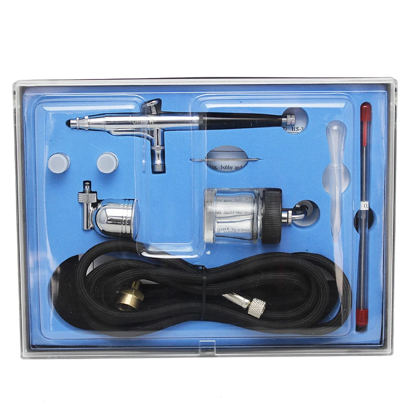 OPHIR Siphon Dual Action Airbrush Kit with 0.2mm,0.3mm,0.5mm aibrush nozzle needle for Model Hobby Craft Body Paint Cake AC074