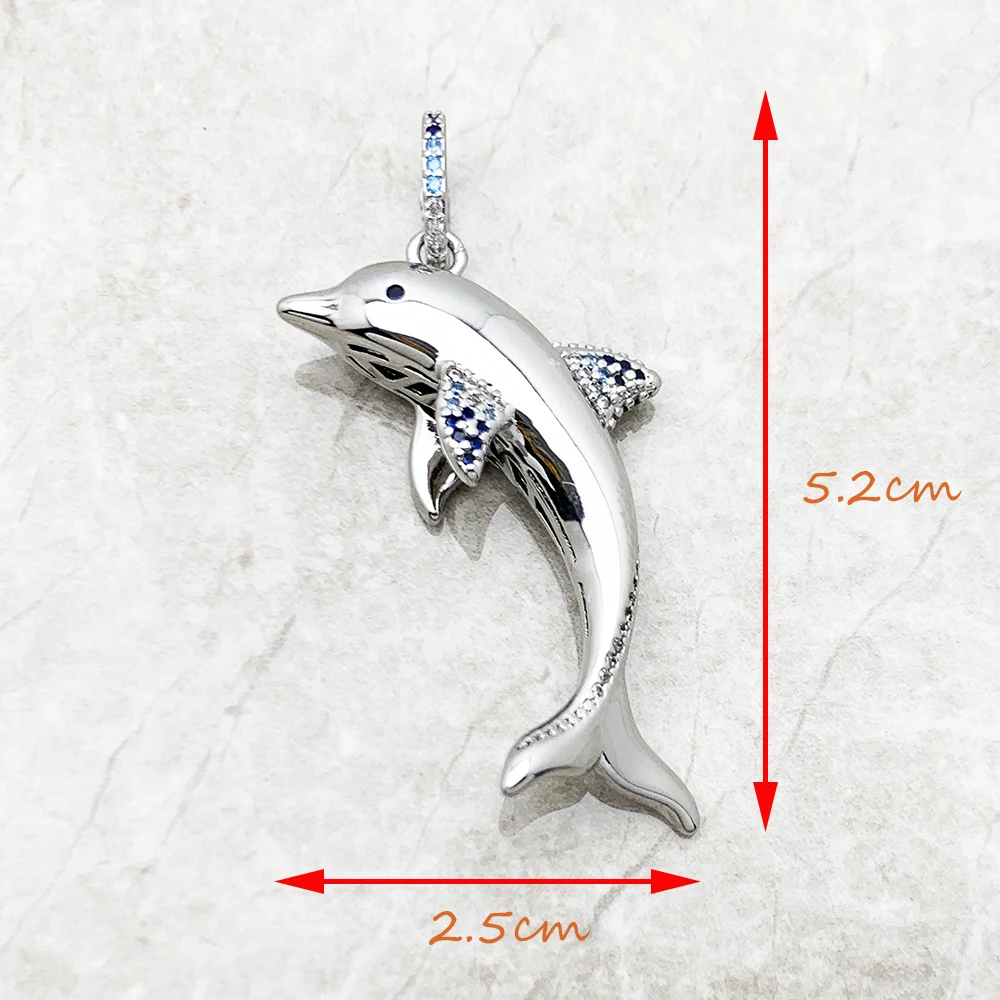 Cheerful Dolphin With Blue Stones Pendant Brand 925 Sterling Silver Jewelry 2023 Accessorie Good Luck Gift For Woman