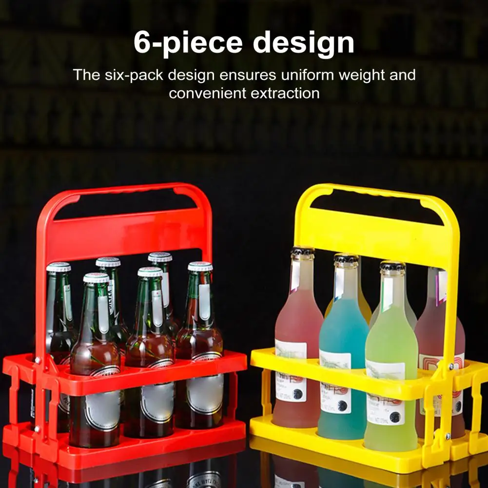 6 Bottle Wine Bottle Carrier Plastic Drink Display Stand Folding Beverage Carrier with Handle Portable Wine Storage Basket