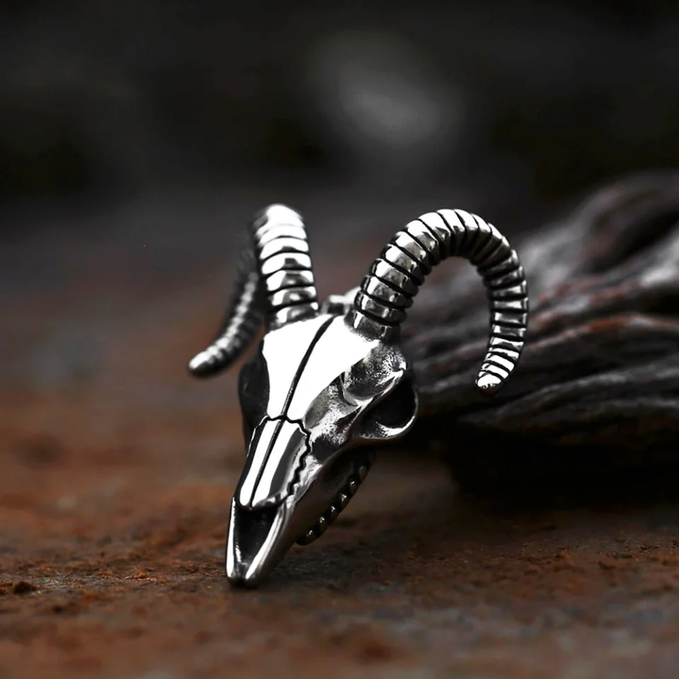 Gothic Simple 316L Stainless Steel Goat Skull Pendant For Men Punk Unique Skull Animal Necklace Fashion Amulet Jewelry Wholesale