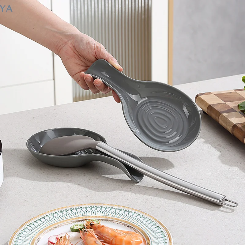 [YA]Spoon Rest Large Ceramic Spoon Holder Heat-Resistant Cooking Coffee Spoon Holder Dishwasher Safe Ceramic Spoon Rest