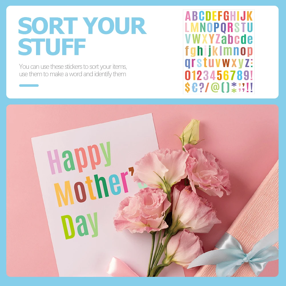 10 Sheets Colorful Number Letter Stickers Waterproof DIY Scrapbooking Vinyl Labels for Phone Case Handmade Projects