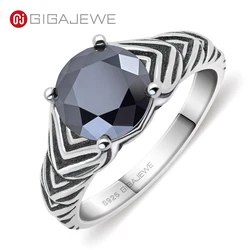 GIGAJEWE 2.0ct 8.0mm White D Round 925 Thai Silver Moissanite Ring Diamond Test Passed Jewelry Woman Girlfriend Gift