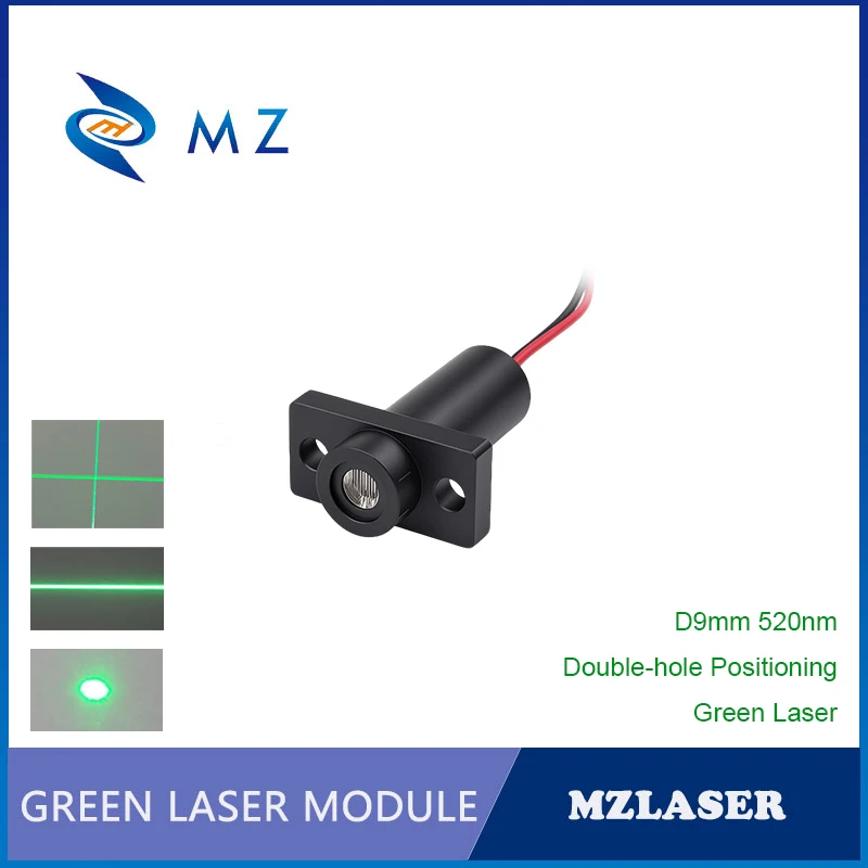 Mini D9mm 515nm 520nm 0.5mW 1mW 5mW 10mW 20mW Green Dot/Line/Cross Laser Module With Flange Mount Bracket Industrial Positioning
