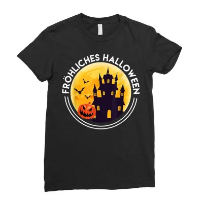 

halloween castle happy halloween Ladies Fitted T-Shirt