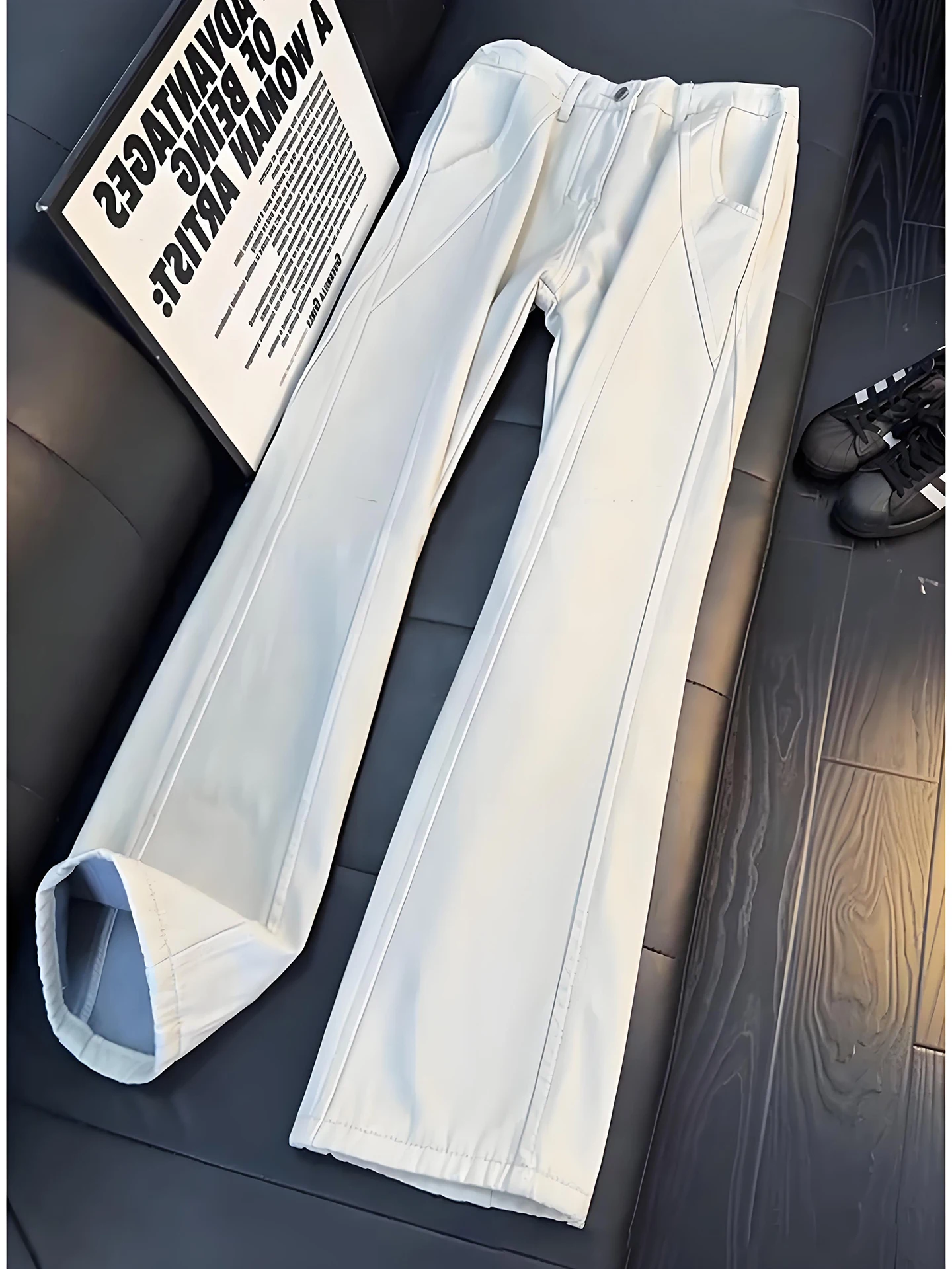 

Мужские джинсы Slim Fit с флисовой подкладкой, прямые, расклешенные, в американском стиле, повседневные, хлопковые, осенне-зимние