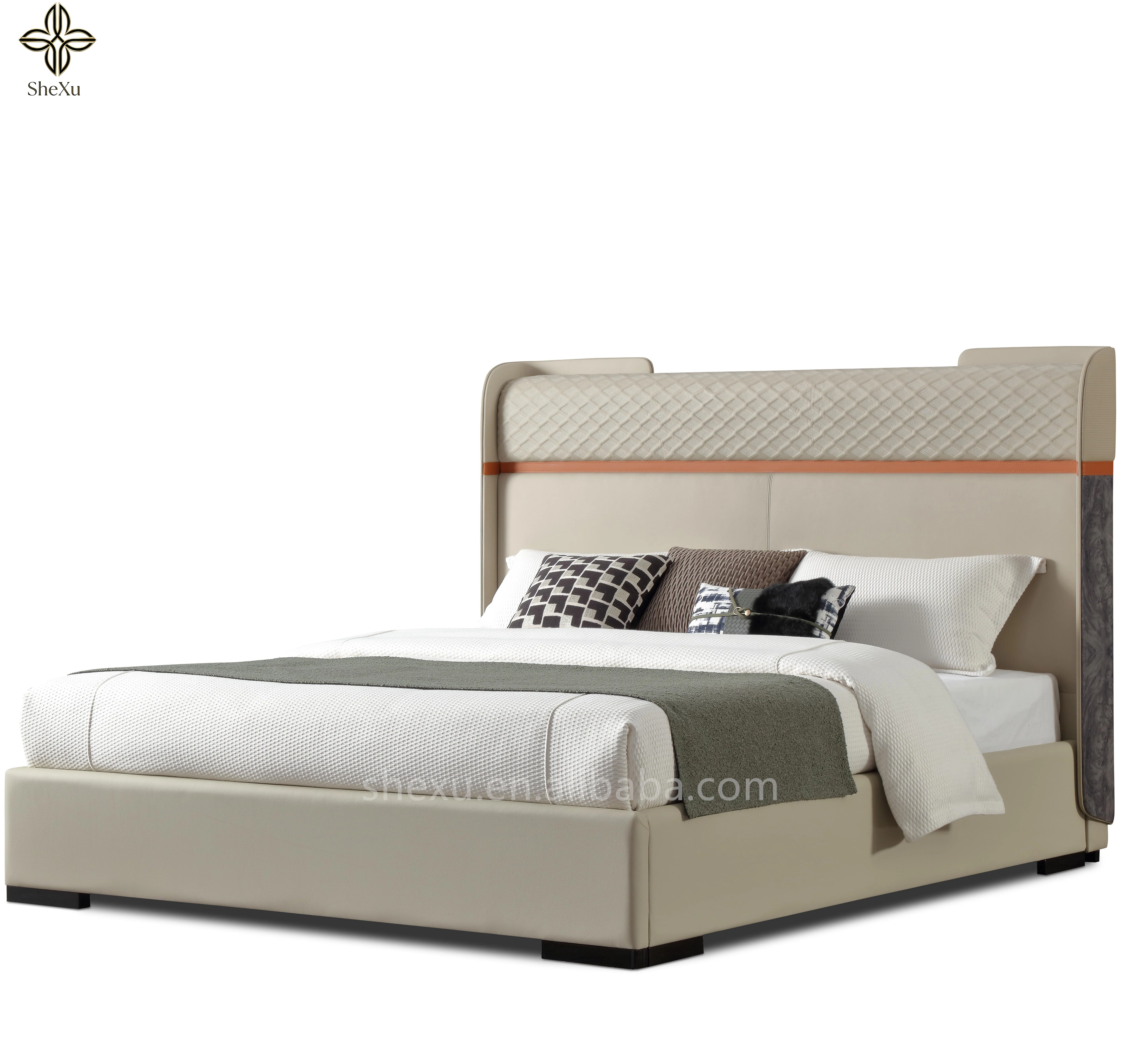 *Private Customized Luxury Whole House Furniture, Bedroom king Size Bed, Leather Luxury Style Villa Furniture