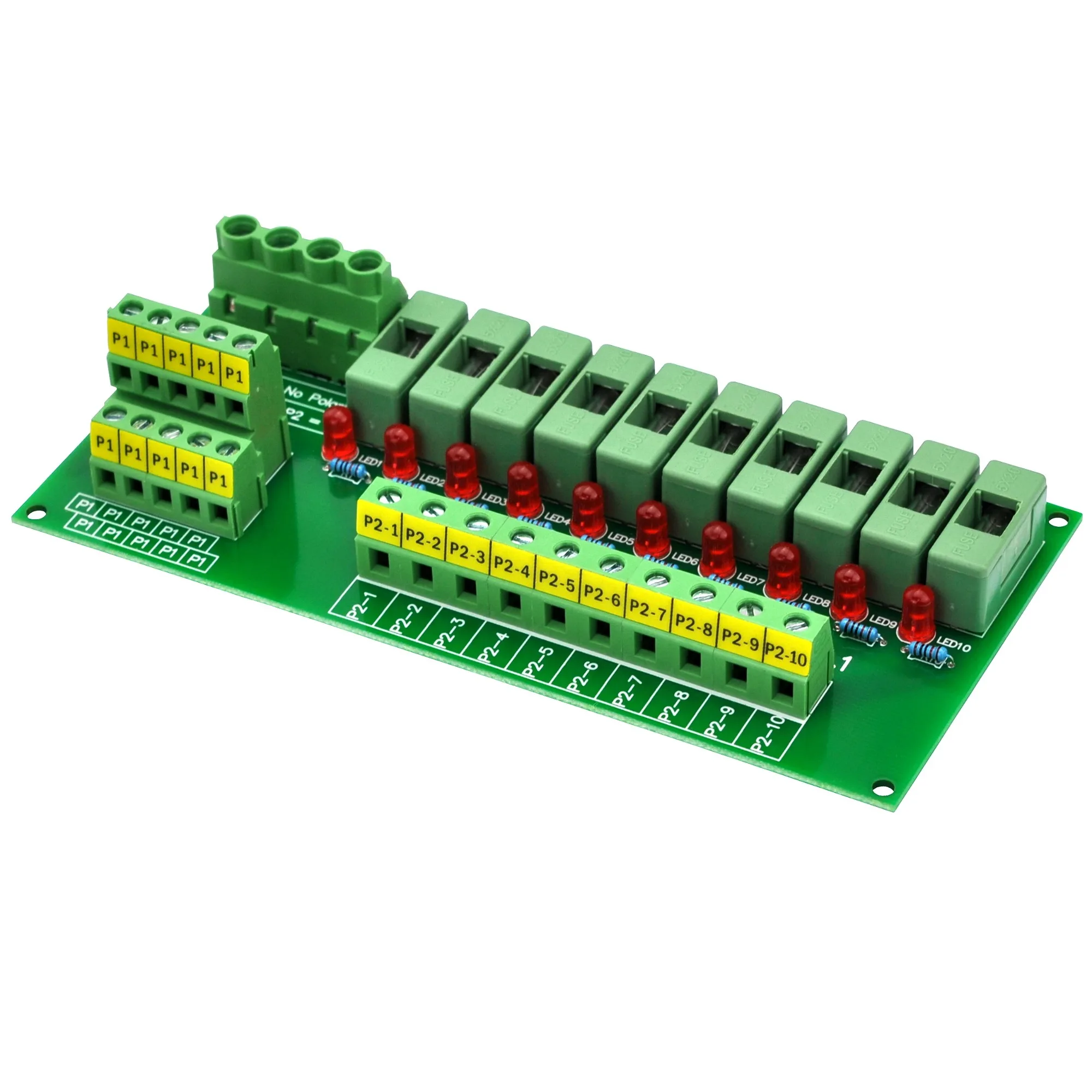 Panel Mount 10 Position Power Distribution Fuse Module Board, For AC110V.