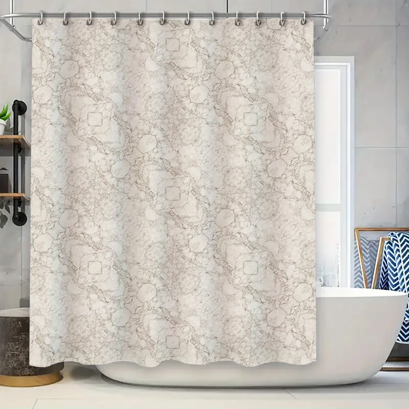 

Elegant Marble Print Shower Curtain Waterproof Bath Decoration White Pink Black Yellow Colorful Design Customizable Size Large 7