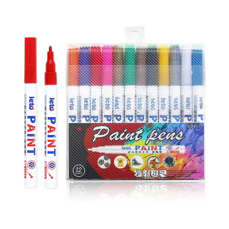 

12colors Paint Marker Pen Set Quick Drying, Waterproof, Model Coloring, DIY Graffiti, Suitable for A Variety Of Materials