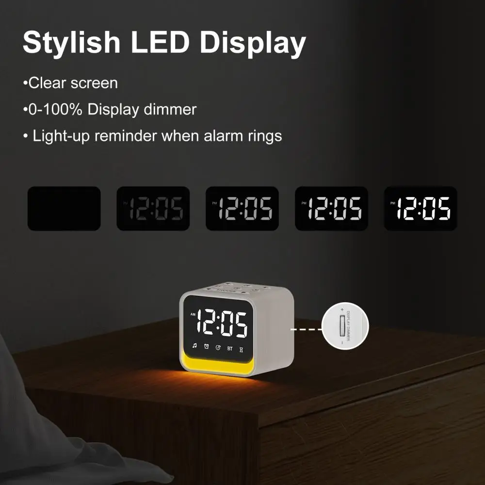 Bluetooth Speaker Alarm Clock White Noise Machine Nightlight 4 In 1 Digital Desk Clock 24/25 Soothing Sounds Sleep Sound Machine