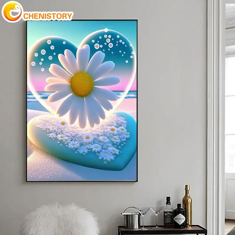 

CHENISTORY Picture By Number Love Daisy Scenery Kits Painting By Numbers Drawing On Canvas Handpainted Decoration Art Gift