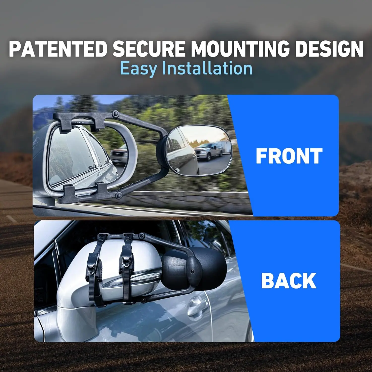Towing Application for Pickups, RVs, and Trailers, Universal Clip-On, Extendable, Model MG91