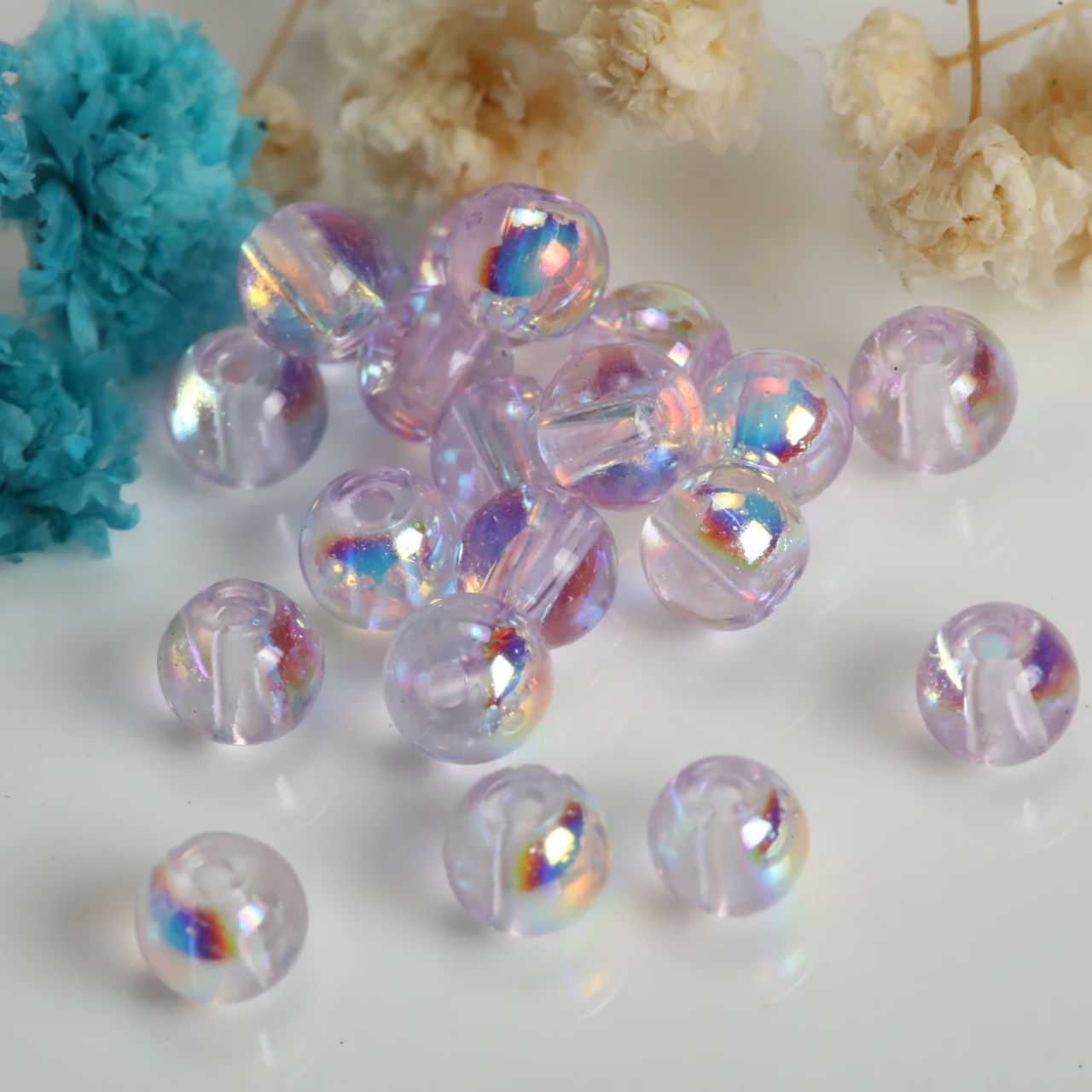 100-800pcs 4mm Electroplated Purple Rainbow Glass Beads AB Coated Round Loose Beads for Jewelry Making Beading Supplies