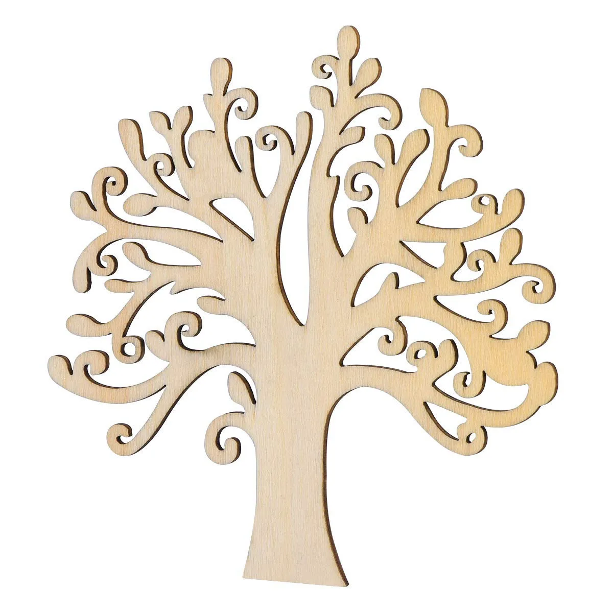 Natural Wooden Life Tree Carved Painting Craft, Scrapbooking for Handmade Sewing, Home Decoration, DIY, 1Pc