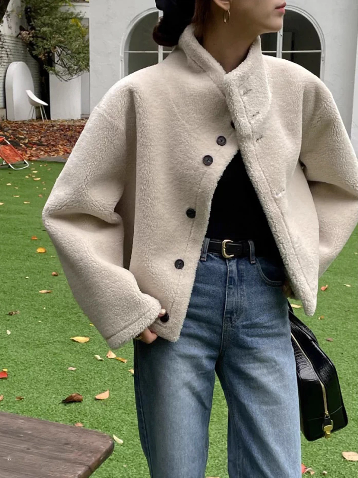 Retro Stand Collar Double Sided Wear Thiened Warmth Leather Jaet Women's Faionable Winter New Sle Inteated Fur Coat