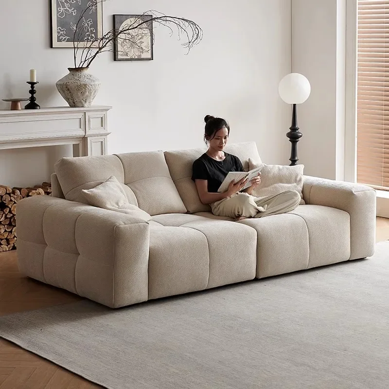 

Modern simple fabric sofa living room oversized sitting deep movable backrest medium antique chenille combination sofa