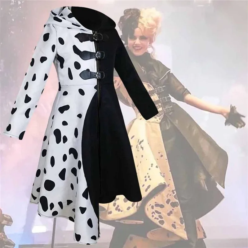 

Black White Witch Cosplay Dress Halloween Stage Performance Costume 101 Dalmatians Skunk Ivan Stage Costume Women's Dress