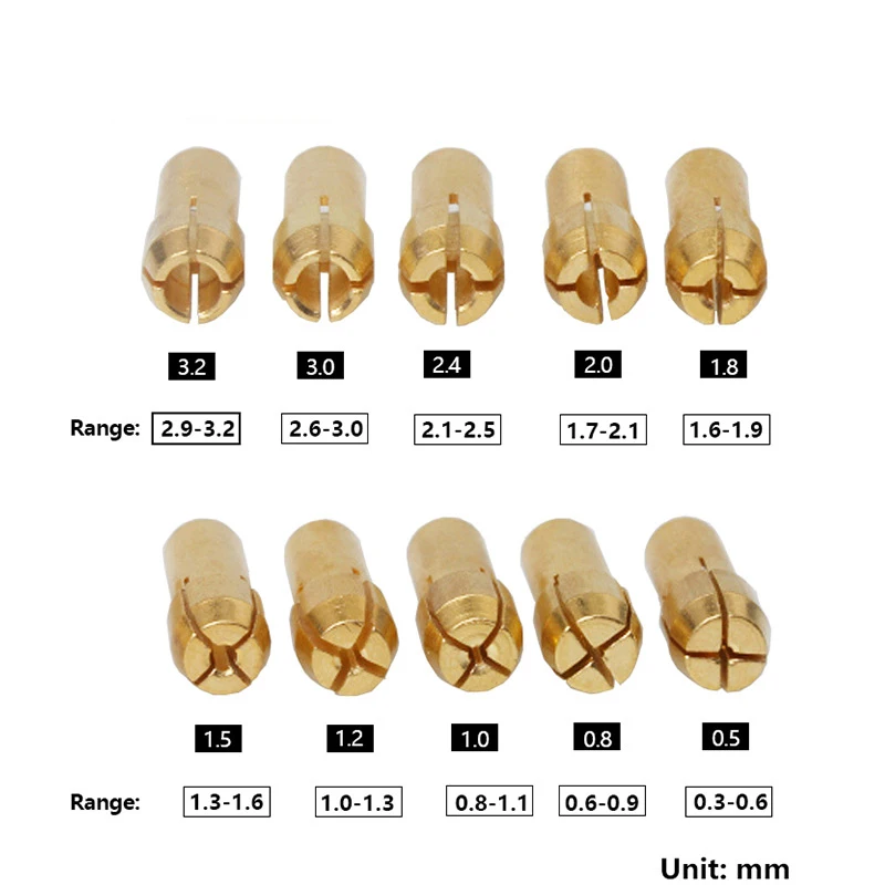 Mini Bohrfutter Adapter 0,5mm-3,2mm Dremel Mini Bohrfutter Spannfutter Adapter Micro Collet Messing Für Power dreh Werkzeug