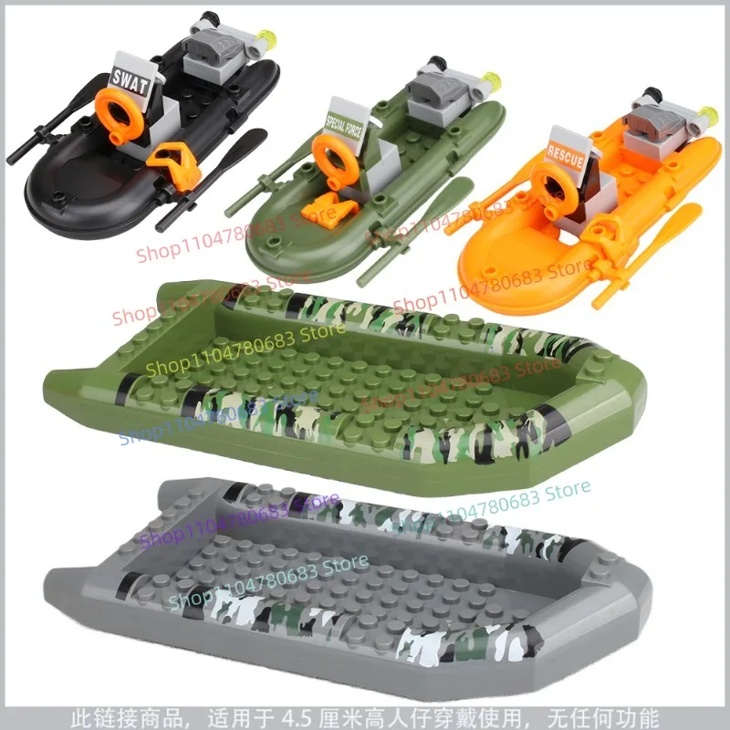 

MOC новые военные строительные блоки, кукла, мини-кукла, скоростной катер, резиновая лодка, штурмовая лодка, игрушка, подарочные украшения