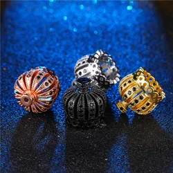Juya 4Pcs/Lot Handmade Decoration 18K Gold Plated Crown Flower Beads Caps Accessories For Women Tassels Pearls Jewelry Making