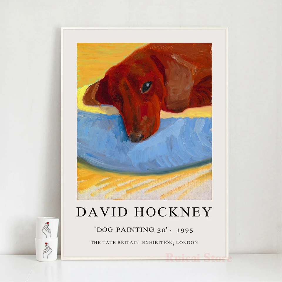 David Hockney SLEEPING DOGS Dachshund Canvas Print Art Poster Nordic Modern Wall Art Picture For Living Room Bedroom Home Decor