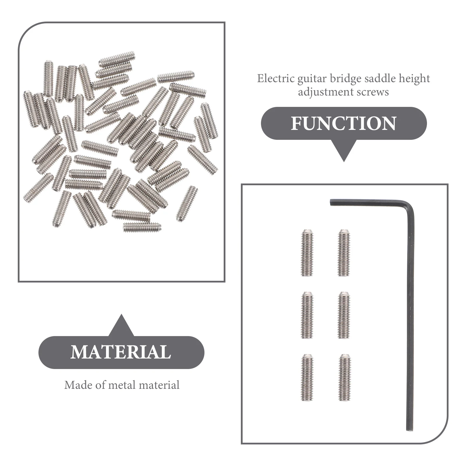 

1Set Metal Guitar Bridge Saddle Screws Replacements Smooth Surface Stable Performance Guitar Supply Practical and Reliable