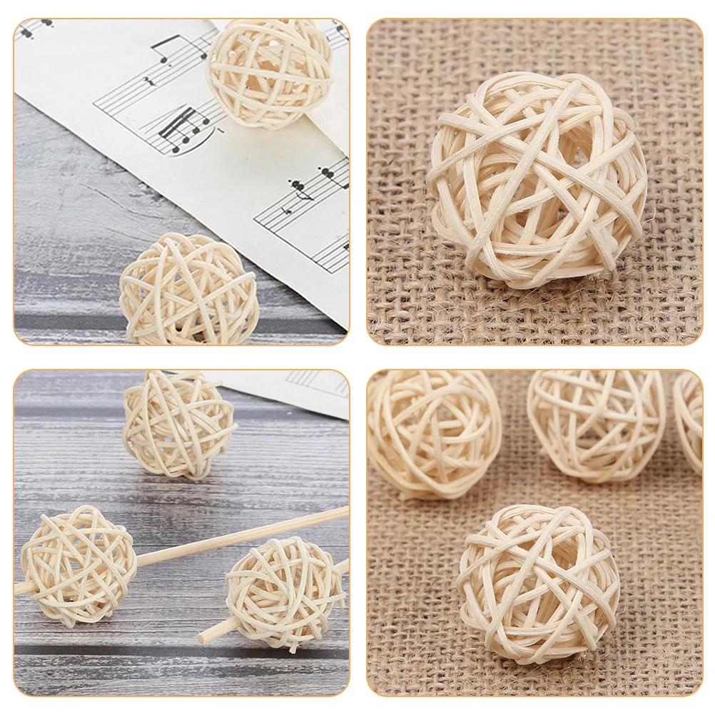 25Pcs Natural Rattan Balls Aromatherapy Diffuser No Flame Replacement Sticks Vase Filler Decorative DIY Crafts