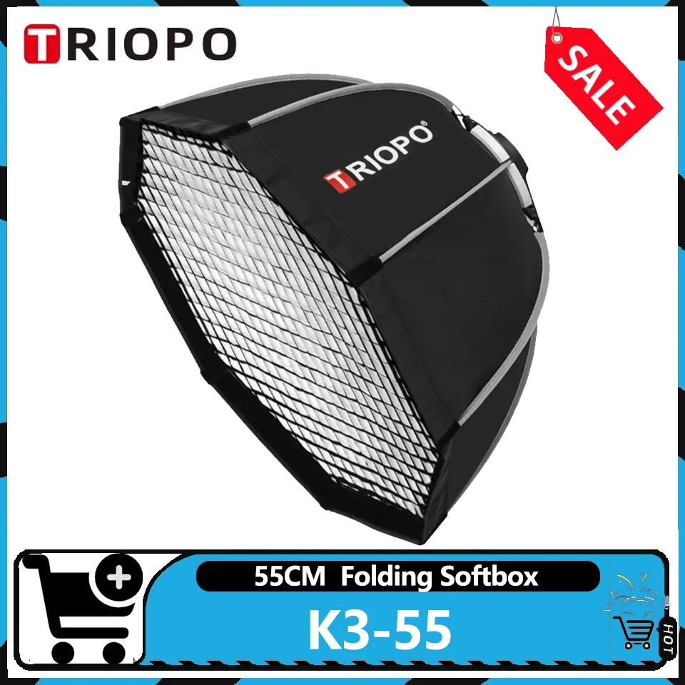 

TRIOPO K3-55 Quickly Fast Installation Softbox for Outdoor Shooting Double-Layer Soft Cloth with Grid
