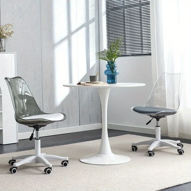 ww Computer Chair Transparent Backrest Adjustable Office Home Study Swivel Bedroom Dormitory